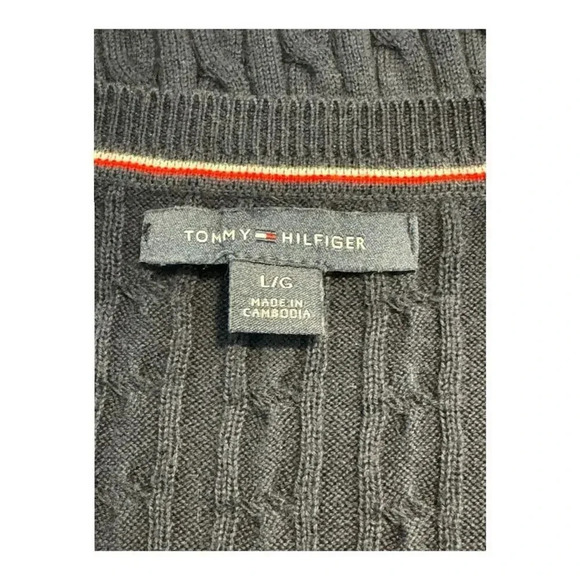 Tommy Hilfiger Women's Cable Knit Pullover Sweater Navy Blue Size Large‎ - Picture 4 of 8